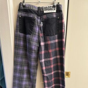 Ragged Priest purple and black plaid jeans
